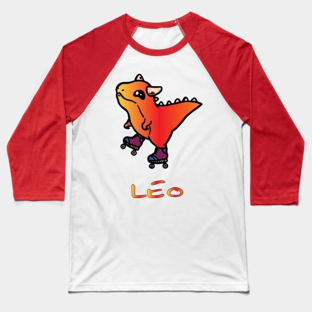 baby skating dinosaur leo Baseball T-Shirt by lazykitty